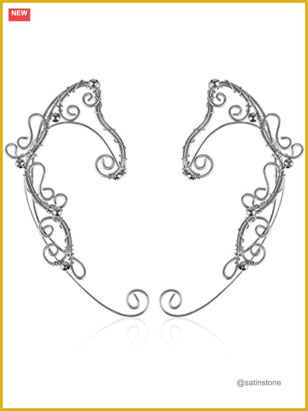 Handmade Elf Ear Cuffs Aluminum Clip-On Filigree Wrap for Cosplay Halloween